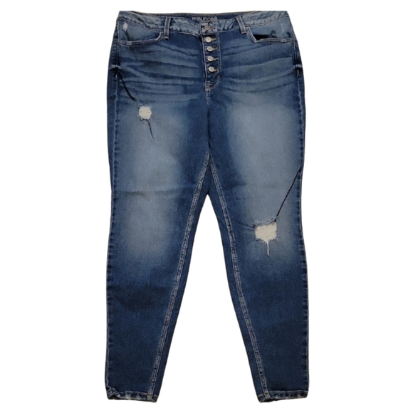 Maurices Denim - Maurices High Rise Skinny Distressed Women's Jeans XL Reg